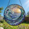 Ocean Wave Stained Glass Suncatcher Beach House Window Hanging Beach Coastal Decor Ocean Lover Gift Idea S10